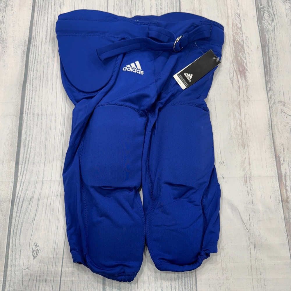 NWT Adidas Football Pants with Pads & Belt Large Blue Practice Game Adult Mens